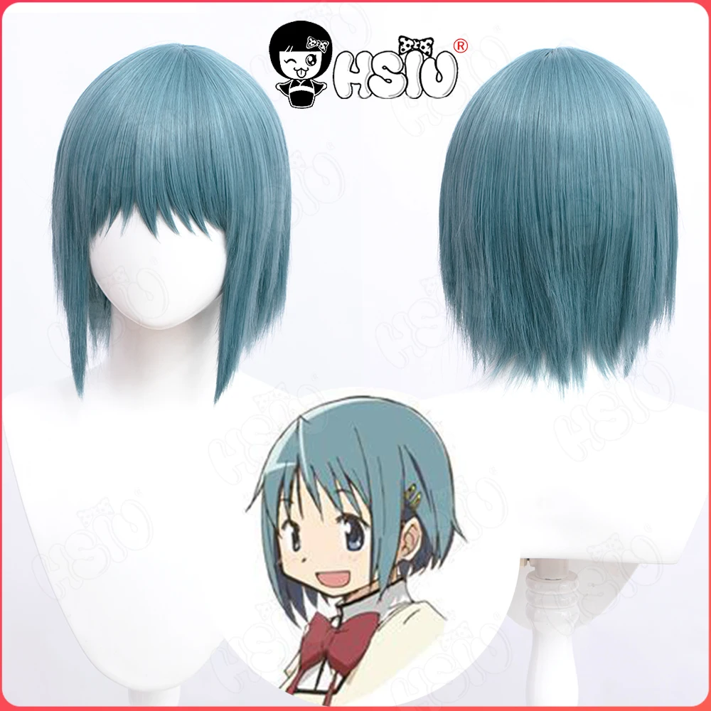 

Puella Magi Madoka Magica Cosplay Miki Sayaka Cosplay Wig HSIU 30CM gray blue green short hair Synthetic Wig Miki Sayaka Wig