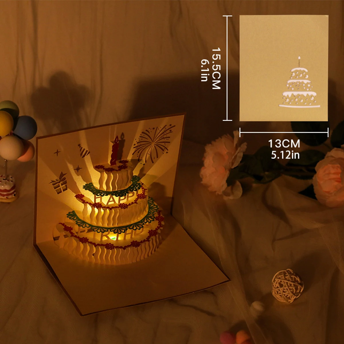 Cake Creative Greeting Card Happy Birthday Party Gift Message Cards Party Gifts 3D Happy Birthday Greeting Card With Music musical greeting cards