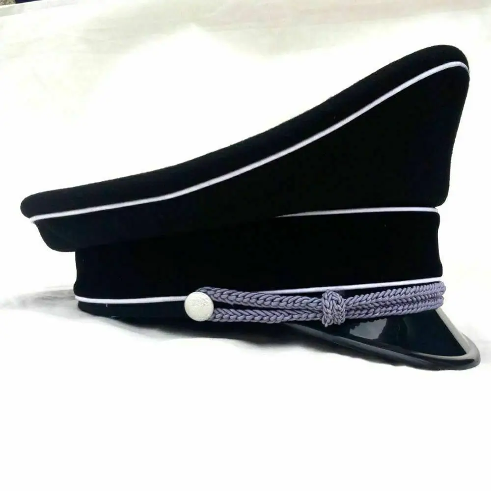 REPRO WWII German Army M32 Officer Visor Hat Military Cap Black Reproduction Military Reenactment WW2