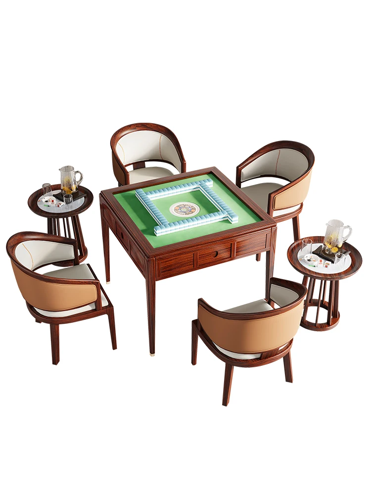 

New Chinese Style Blackwood Mahjong Machine Automatic Dining Table Dual-Purpose in One Solid Wood Mahjong Table Mute