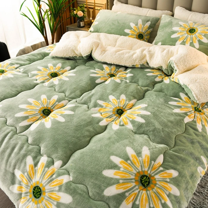 Winter Lamb Wool Blanket - Thick Printed Bedding for Dorms