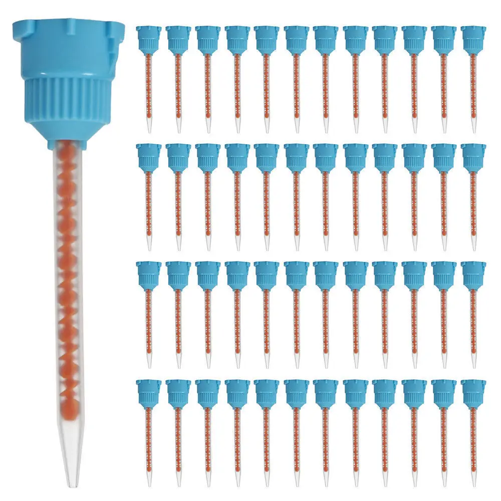 50pcs 10:1 Dental Materials Dentistry Silicone Rubber Gun Conveying Mixing Head Disposable Silicone Rubber Mixing Head