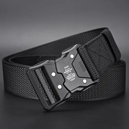 Red Ears Plastic buckle tactical belt men's multifunctional military fan canvas belt outdoor faux nylon training waist belt - Image 6