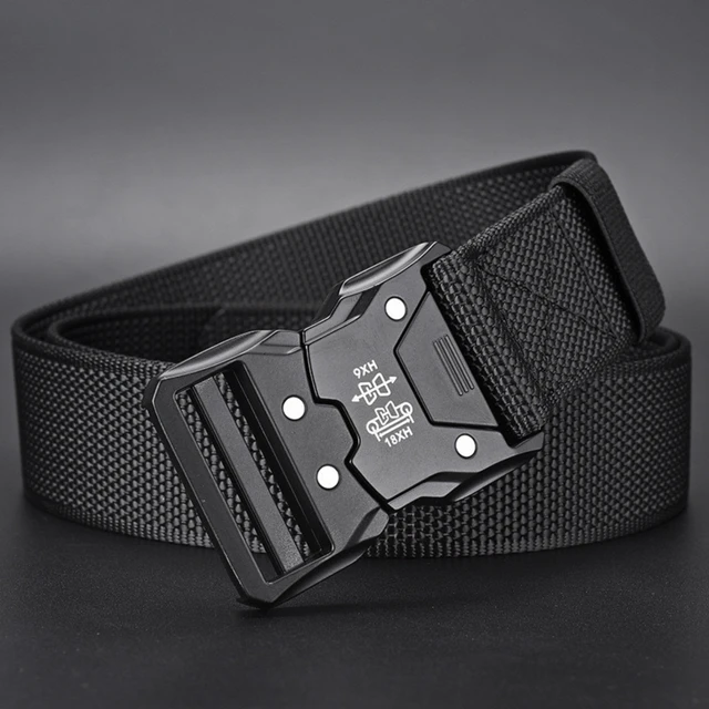 Red Ears Plastic buckle tactical belt men's multifunctional military fan canvas belt outdoor faux nylon training waist belt 6
