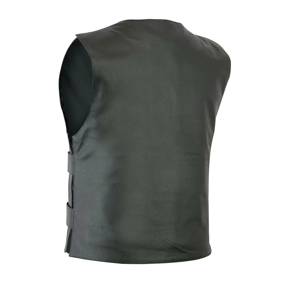 Classic Black Biker Faux Leather Waistcoat for Men  Sleeveless Vest  Perfect for Casual and Motorcycle Club Outfits