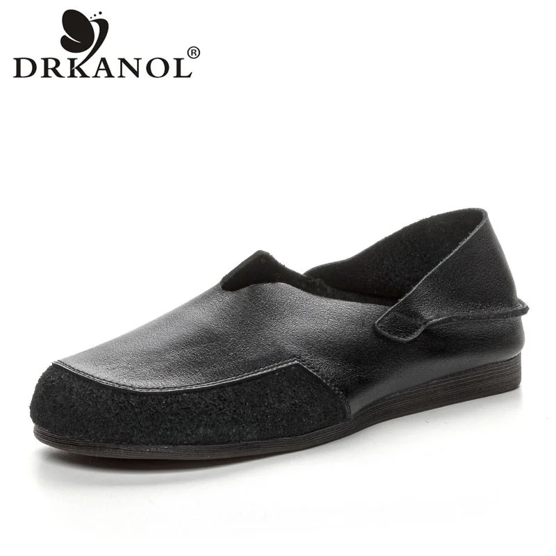 DRKANOL 여성용 천연 가죽 로퍼 신발, 슬립온, 얕은 캐주얼 신발, 편안한 문학적 스타일, 다목적 레저 신발, 2024  Best5