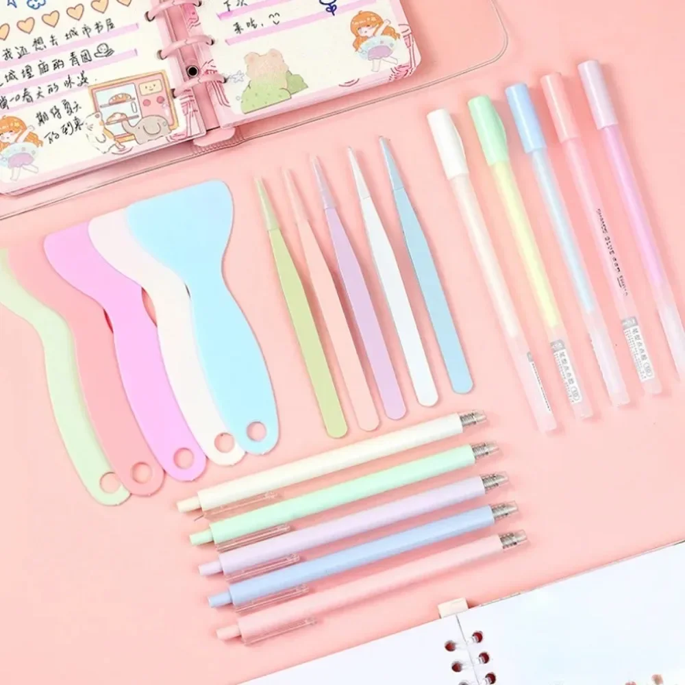 Cute Stationery Set Hand Accounting Dot Glue Pen Carving Knife Shovel Tweezers DIY Children Handmade Tool School Supplies
