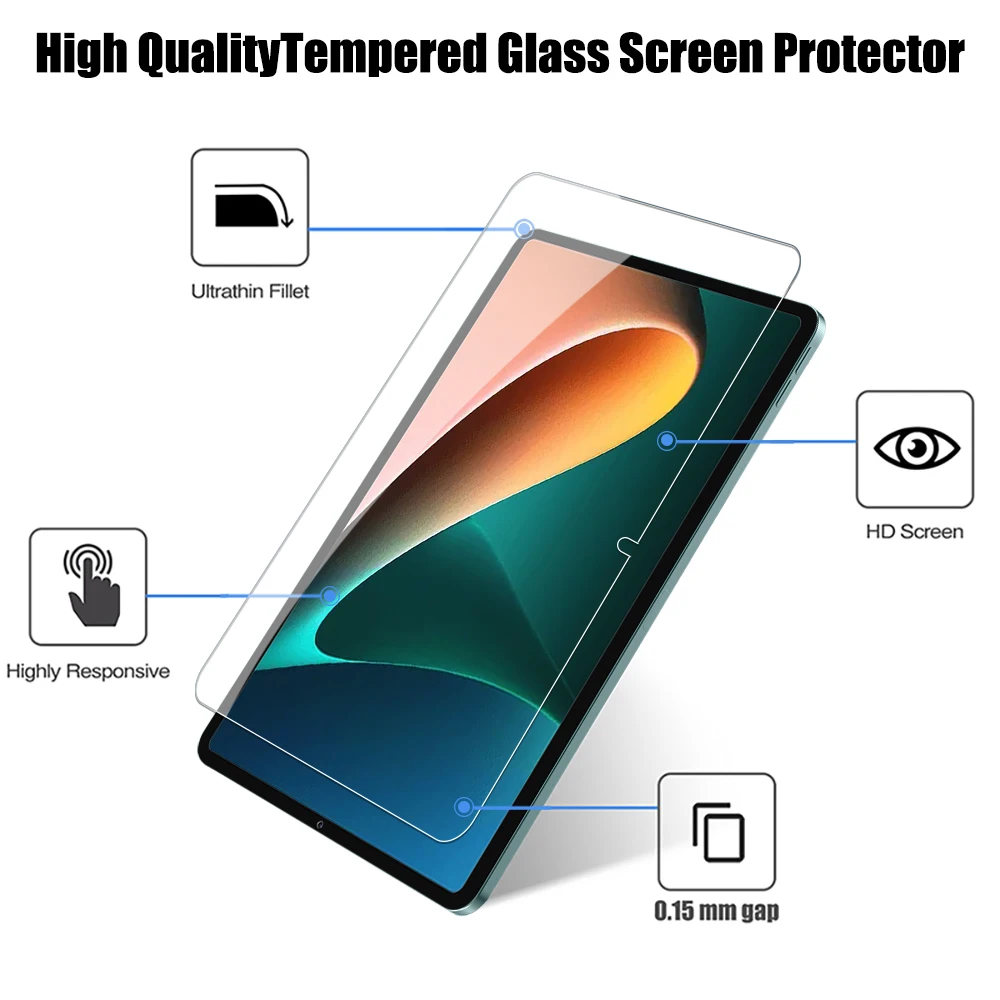 2pcs Tempered Glass Screen Protector For Xiaomi Pad 5 6 Glass Protector MiPad 5/6 Pro Redmi Pad 6s Pro 12.4 9H Protective Film 2