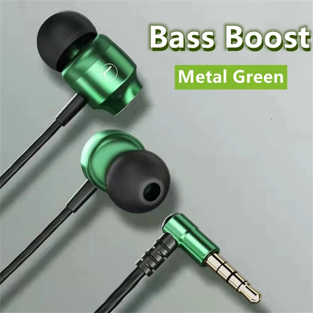 Wired Headphones With Microphone Wire-Controlled Metal In-Ear Music Sport Gaming Headset Volume Control