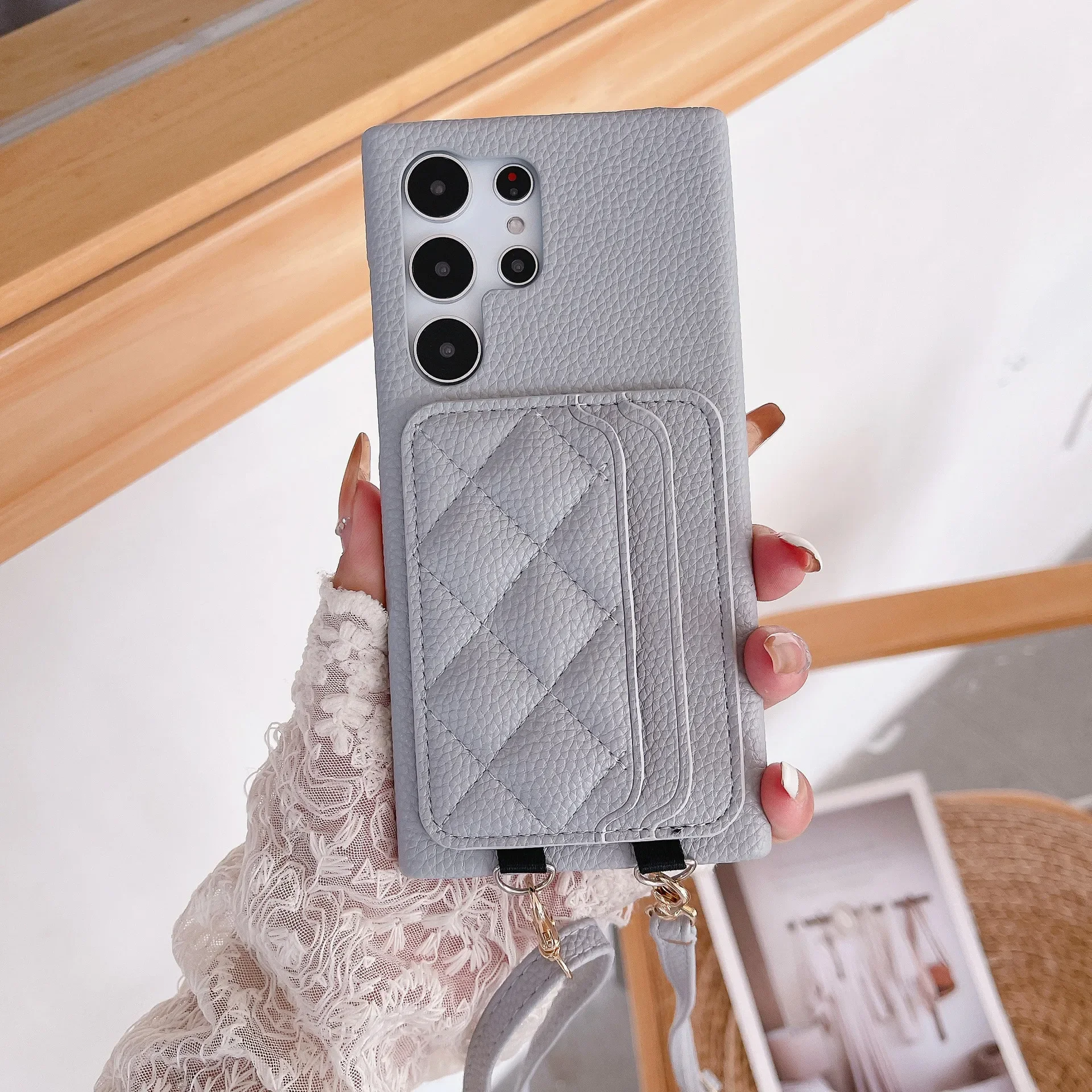 Leather Crossbody Phone Case with Card Holder Attachment