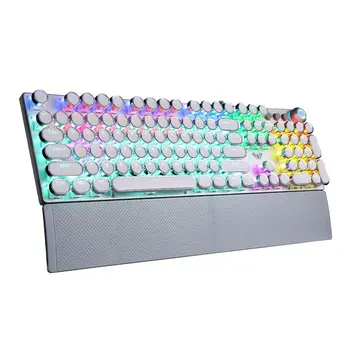 F2088 Mechanical Keyboard Round 104 keys Blue Mechanical Switch Gaming Keyboard RGB Backlit Ergonomic Design 1