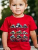 Summer Tractor Print Pattern Boys Girls Short Sleeved Children's T-shirt Round Neck Breathable Comfortable Casual T-shirt 2