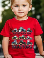 Summer Tractor Print Pattern Boys Girls Short Sleeved Children's T-shirt Round Neck Breathable Comfortable Casual T-shirt 2