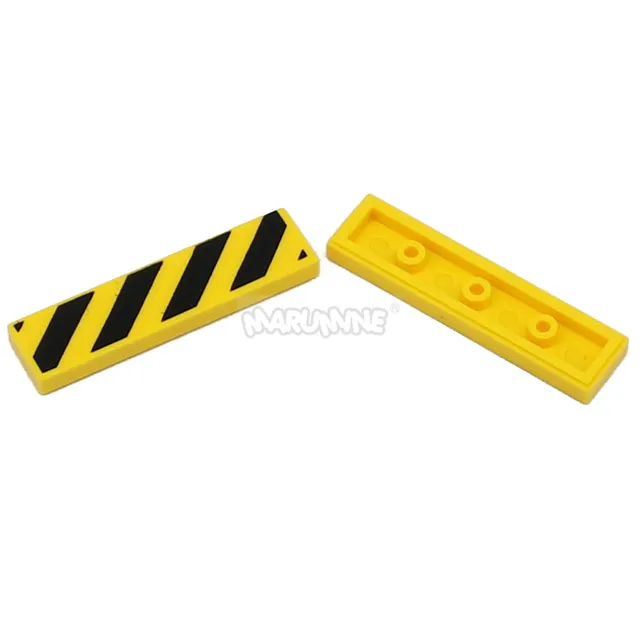 Marumine 1x4 Tile Warning Signs 20PCS MOC Bricks Danger Stripe Part Build Block Accessories Fit with 2431 p52 Plate Barricade 4