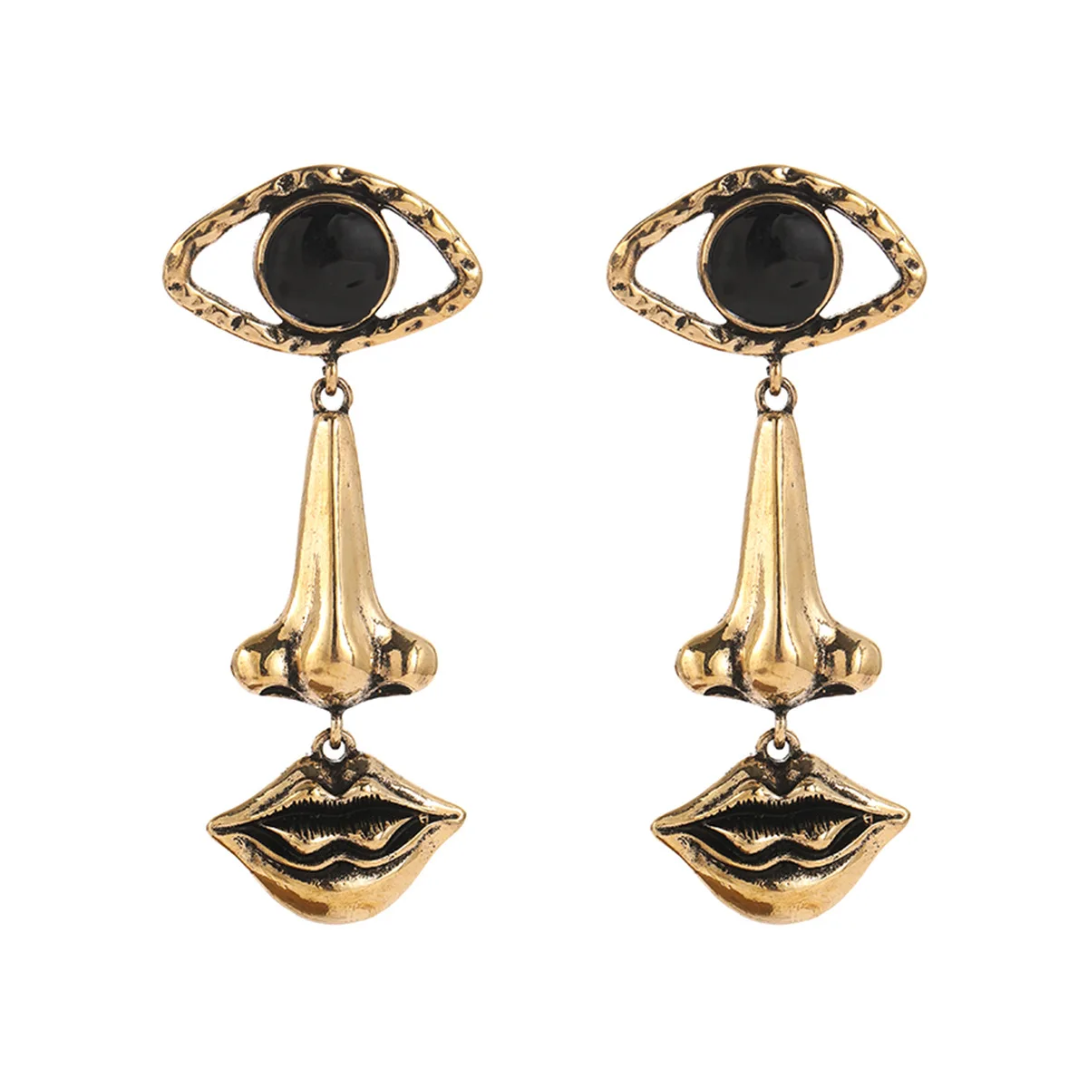 Timlee E115 New Personality Eye Mouth Outline Alloy Drop Earring Eyes Nose Dangle Earrings Popular Jewelry Wholesale