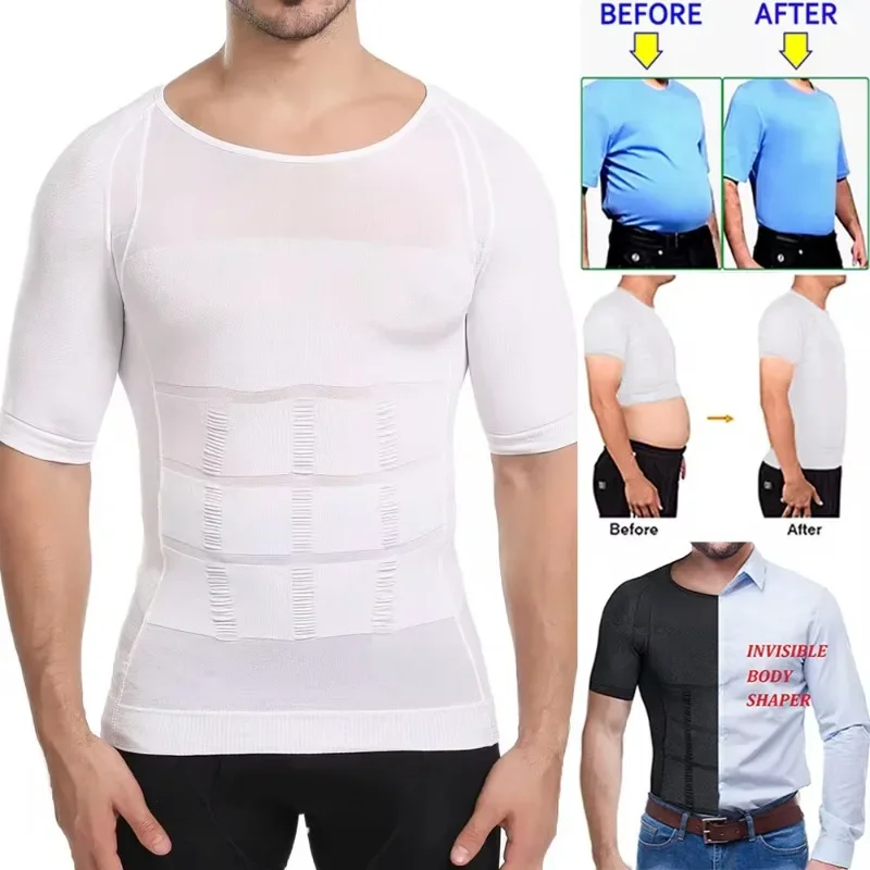 Men Body Shaper Waist Trainer Body Homme Gynecomastia Corset Compression Tshirt Slimming Vest Weight Loss Shapewear