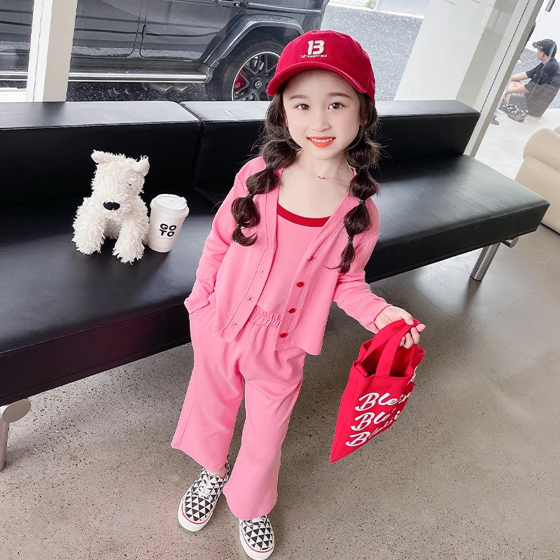 

Baby Girls Clothing Sets Spring Autumn Children Coats Vest Pants 3 Pcs Suit Kids Clothes Outfits Comfortable Casual Sportswear