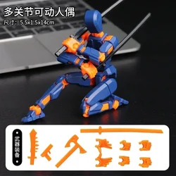 Luminous Multi-Jointed Shapeshift Robot & Dog Action Figures - DIY 3D Printed Mannequin Toy Set (Blue orange)