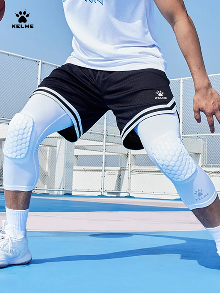 Kelme Knee Protection Basketball Capris Men's Honeycomb Anti-collision Belt Leg Protection Training Leggings