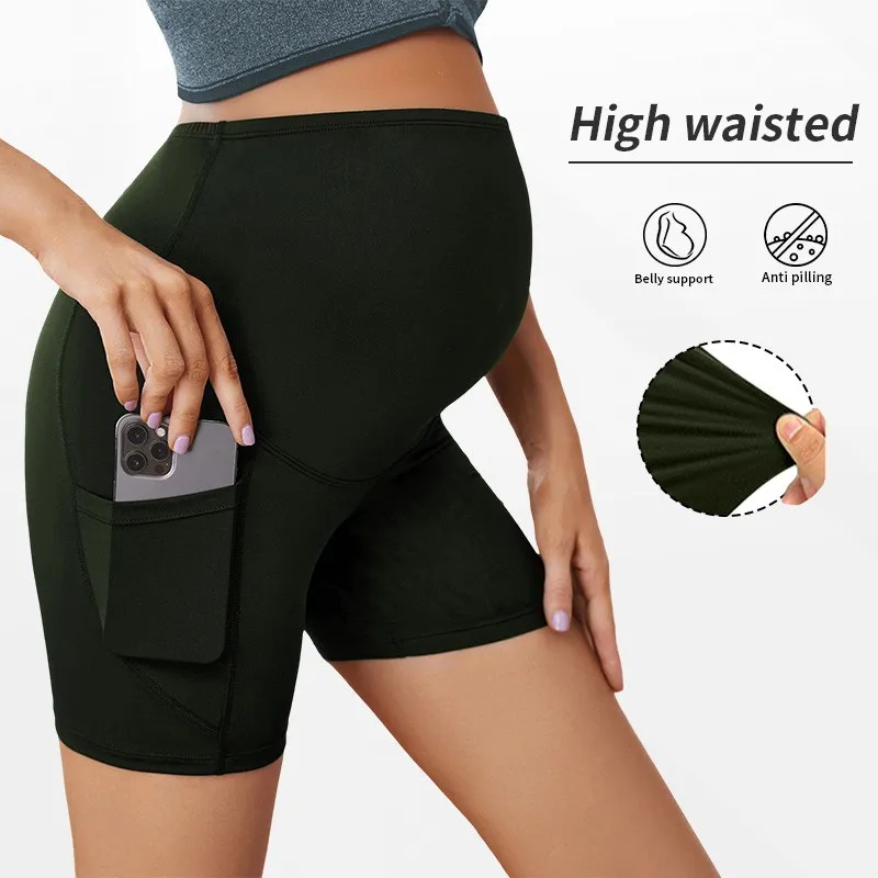 Maternity Clothing Leggings Yoga Shorts Pants High Waist Sports Minimalist Shorts Pregnant Woman Pants - 6