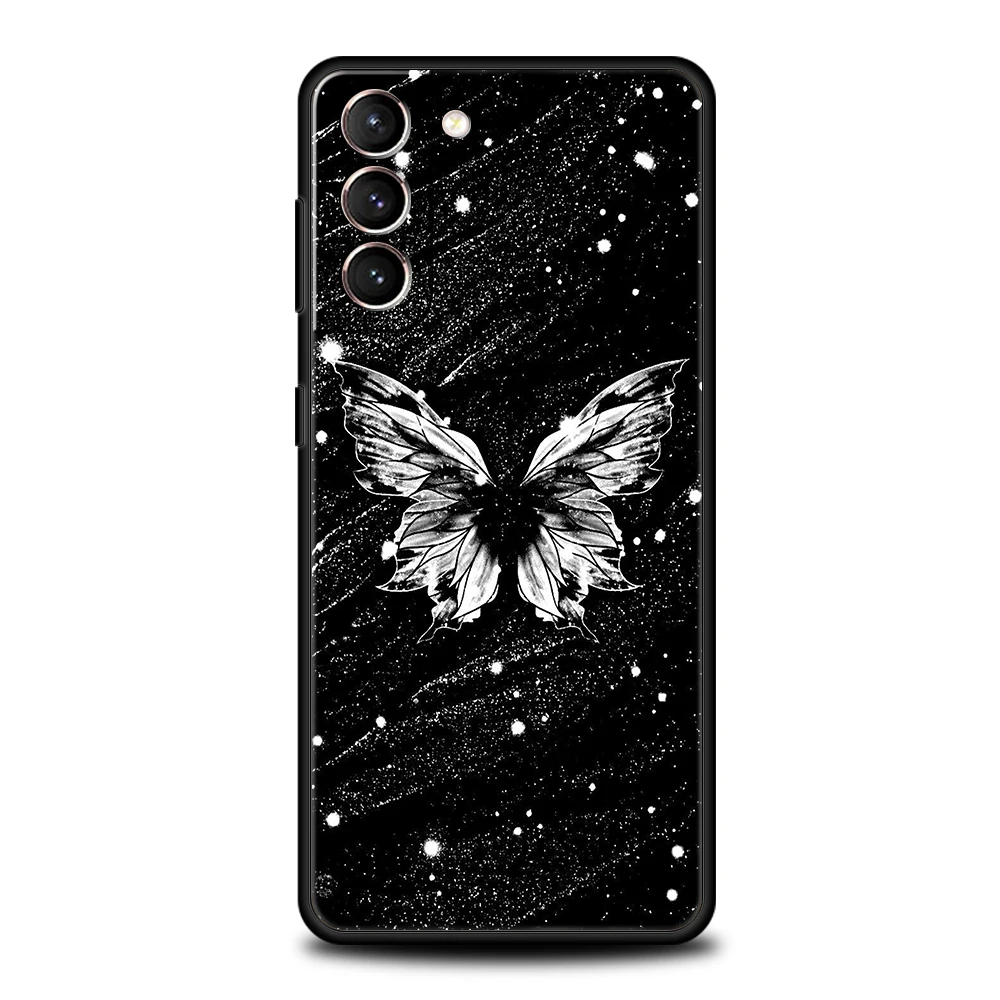 Elegant Black & White Butterfly Pattern Soft TPU Phone Case