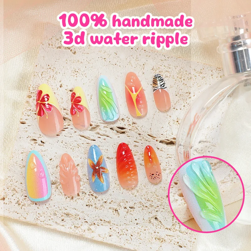 3D Nagelanhänger Mit Meeresmotiven – 3 Schachteln, Mit Pinzette, Für DIY-Nageldesign