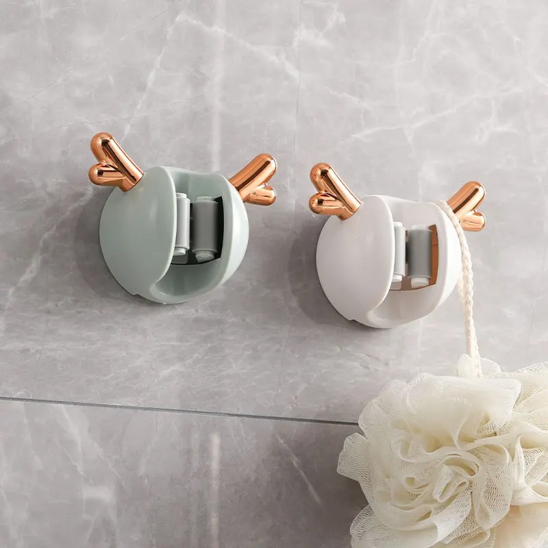 Mop Clip Wall-mounted Hole-free With Hooks Light Luxury Deer Household Multifunctional Mop Organiser mop holder bathroom accessories
