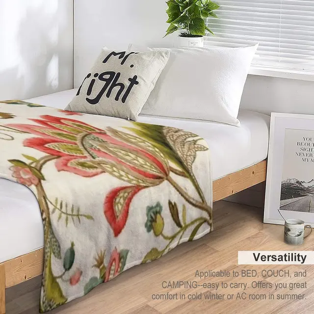 Jacobean Floral Crewel Hímzés Minta Digitális Művészeti Vektorfestés Dobás Takaró Divat Kanapé Takarók Bolyhos Nagy - Image 5