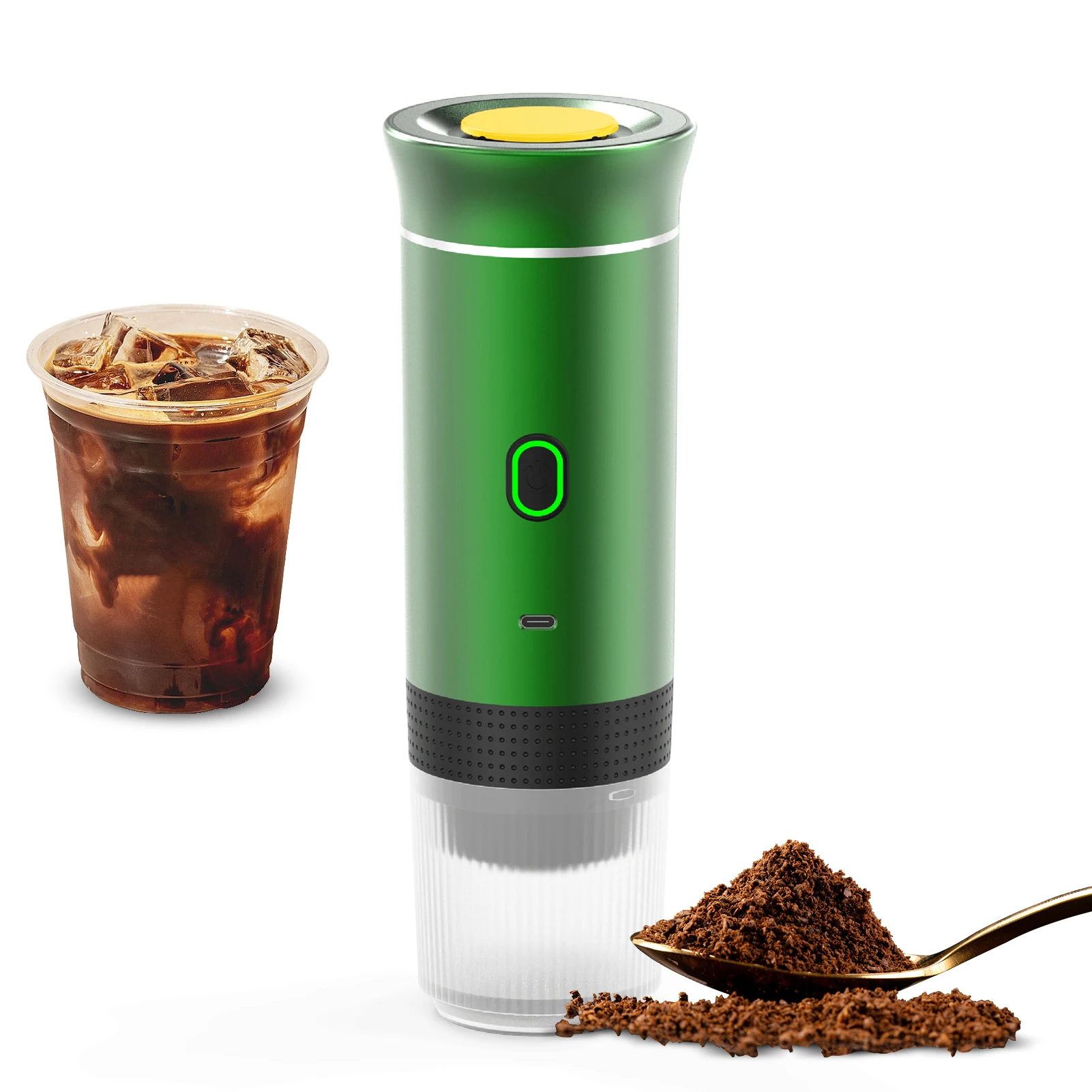 Portable Coffee Machine for Car Home Travel 3 in 1 Cordless Electric Coffee Maker Work With Capsule and Ground 15Bar