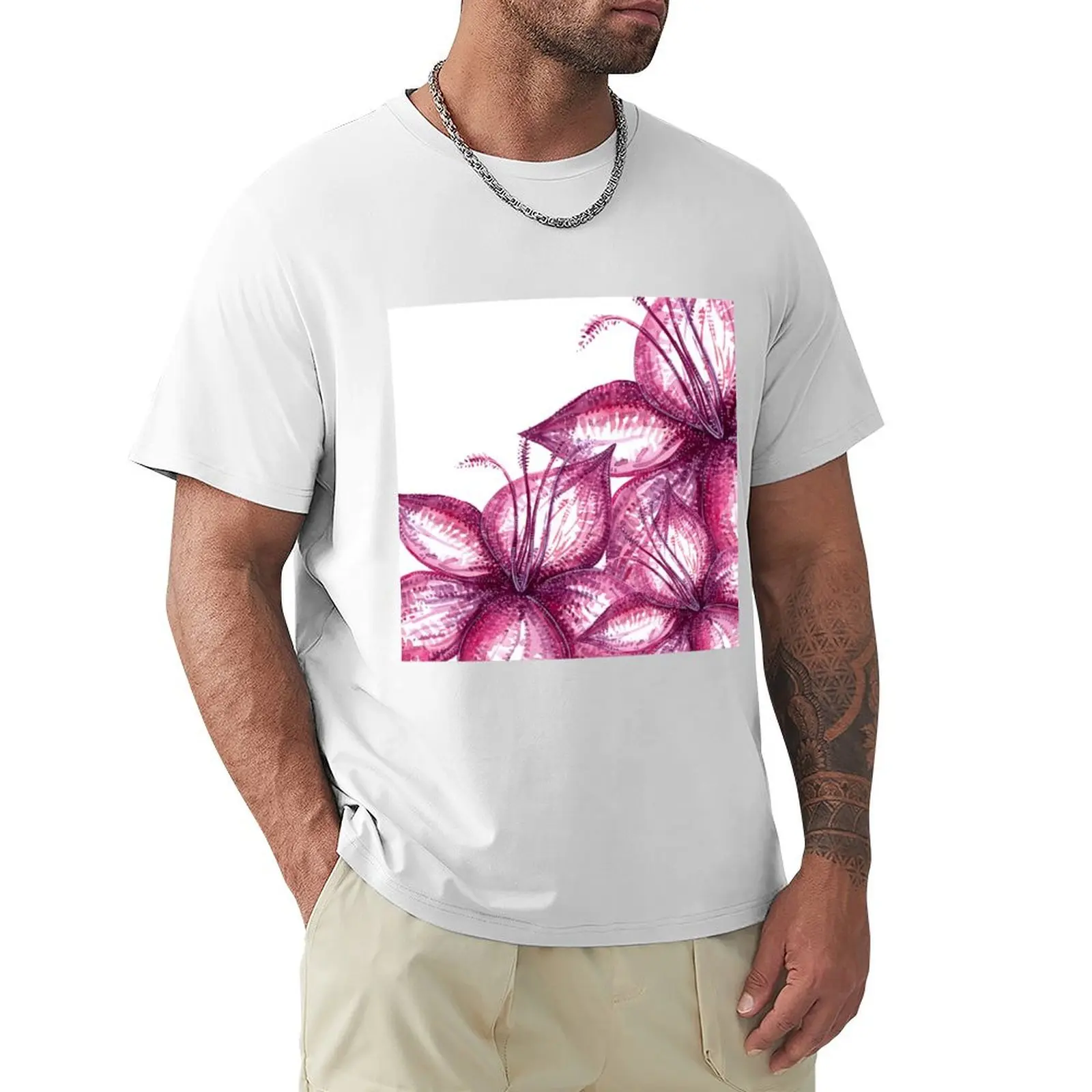 Футболка мужская с принтом животных, однотонная, с цветочным принтом, красный круг, весенний рисунок, большие размеры