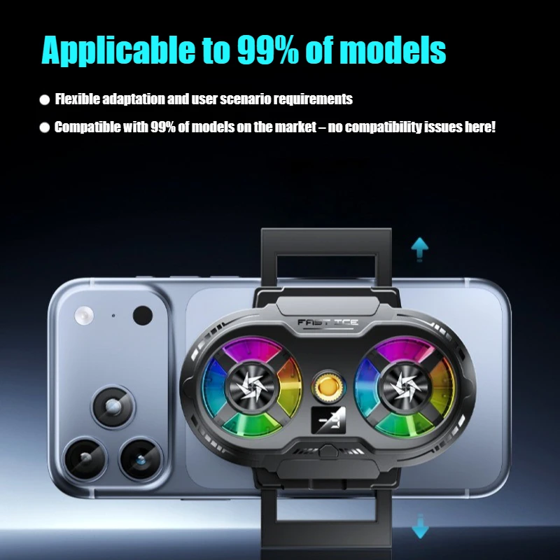 SL75 반도체 백클립 휴대폰 쿨러 (온도 표시 기능 포함) 아이폰/안드로이드 겸용 게임용 라이브 쿨링 팬 라디에이터