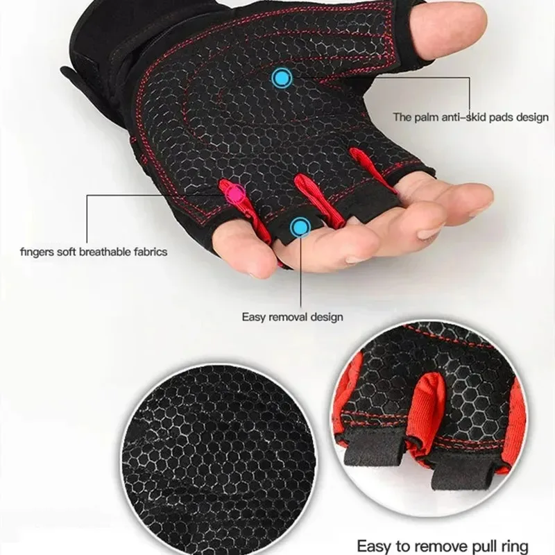 Outdoor Sport Gloves for Men Women Wrist Guard Fitness Gym Cycling Hiking Boxing Exercise Training Workout Long Wrist Fingerless 4