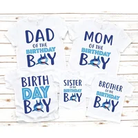 Summer Brothers and Sisters Family Unisex T-Shirt Shark Dad Mom Kids Birthday Boy Matching Leisure T Shirt Party Clothes 1