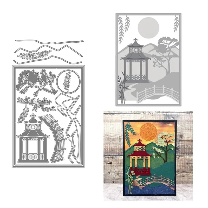 

Japanese Garden Die Set 2022 New Metal Cutting Dies and Scrapbooking For Paper Making Embossing Frame Card Craft No Stamps