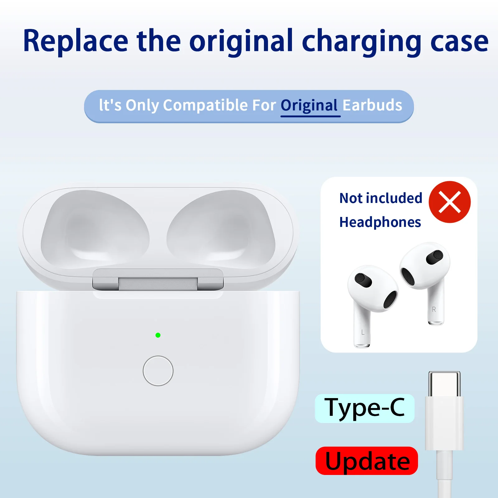 

680mAh Wireless Charging Box Replacement Bluetooth Earphone Charger Case with LED Indicator Light for Airpods Pro 1 2 3