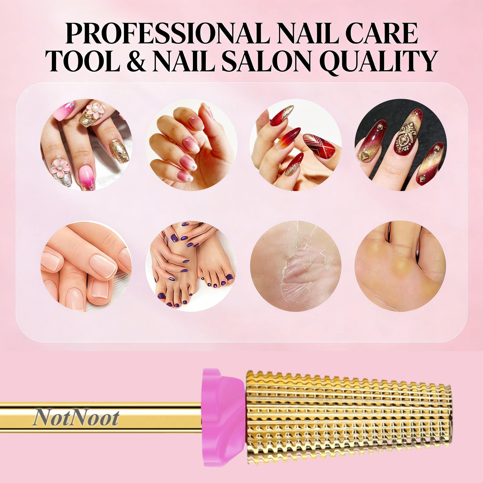 네일 드릴 비트, 5 in 1 카바이드 테이퍼형, 3/32인치 샹크, 아크릴 네일, 하드 젤, 큐티클 빠른 제거용