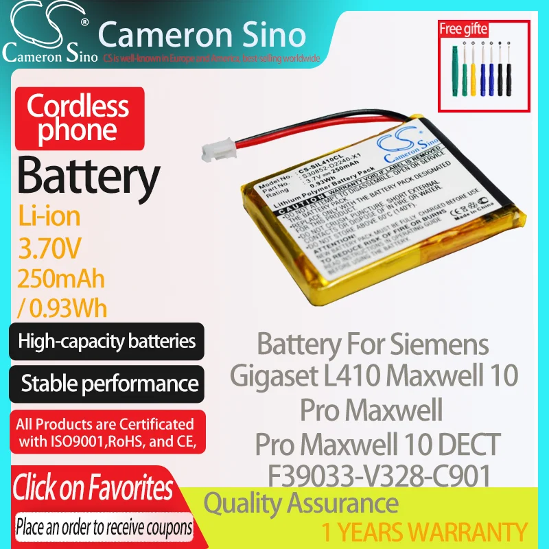 Batteria Cameronsino Per Siemens Gigaset L410 Pro Maxwell Pro Maxwell 10 Dect Adatto Per Batteria Telefono Cordless Siemens S30852-D2240-X1