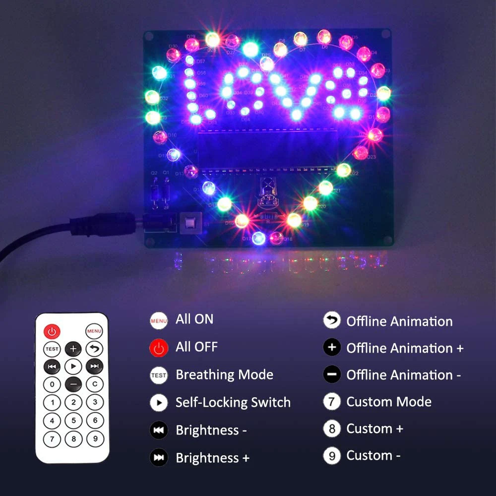 Diy Elektronische Kit Led Flitsend Hart Liefde Gloeiende Kleurrijke Licht  Suite Solderen Praktijk Voor Schoolleerling Stamonderwijs - AliExpress