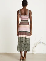 Luxury Brand Design Knitted Zigzag High Elasticity Color Sleeveless Long Maxi Dress Women Arab Africa Popular Boho Lady Skirt - Image 3