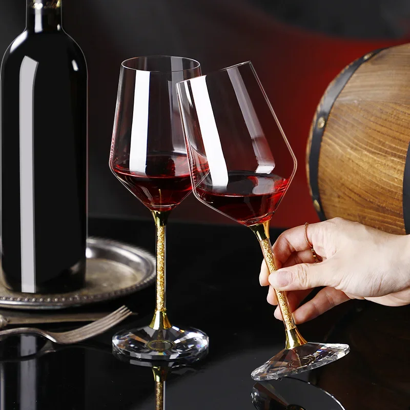Gold crystal glass red wine glass set of sober wine glass highball wine glass personalized creative household luxury high-end