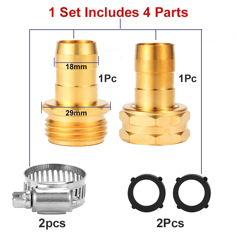 2 Sets Garden Hose Repair Connector Aluminum Alloy Hose Adapter Fit for 3/4