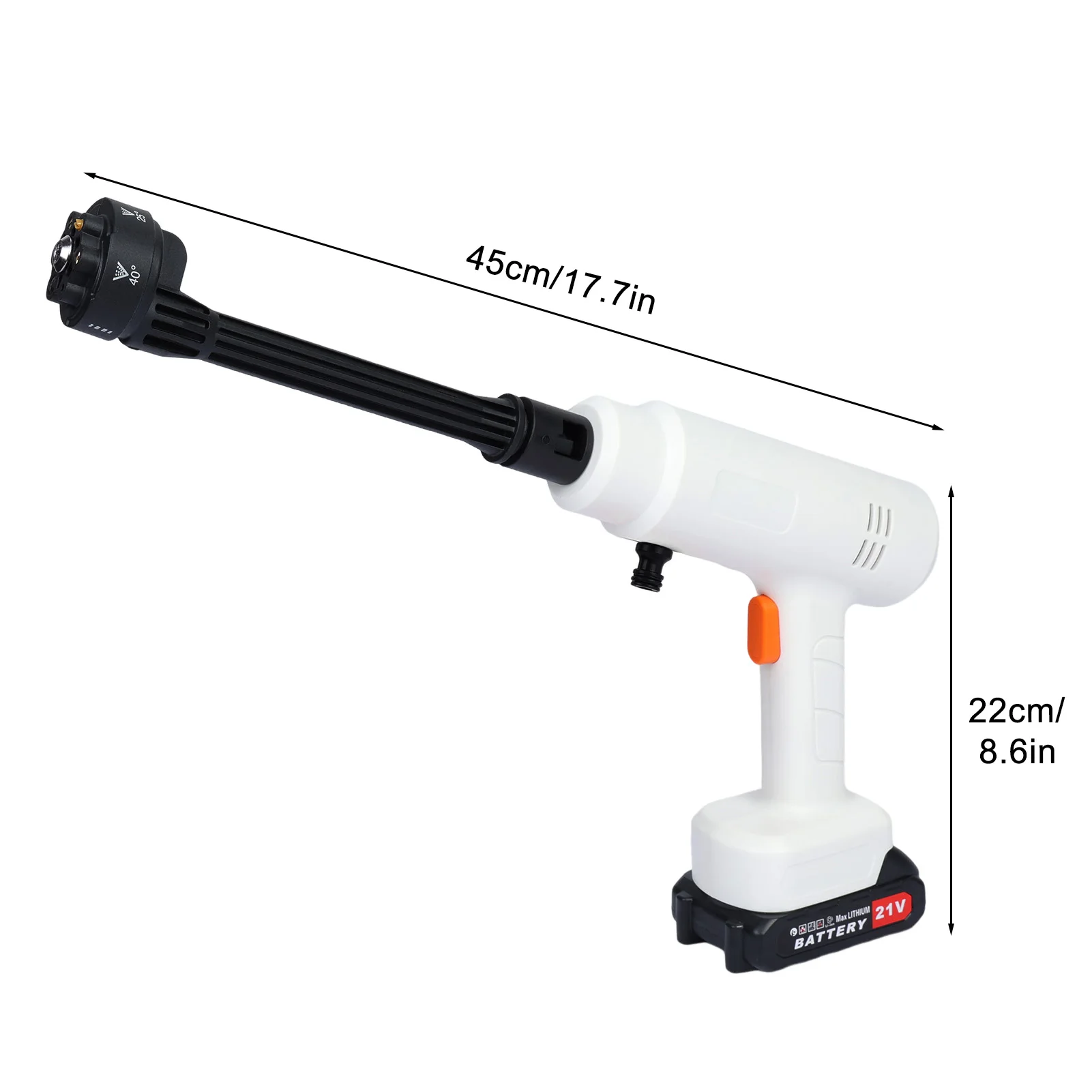 Electric Pressure Washer 180W Portable Auto Cordless Electric Power Washer 6-in-1 Adjustable Nozzle 2 Batteries 1Charger