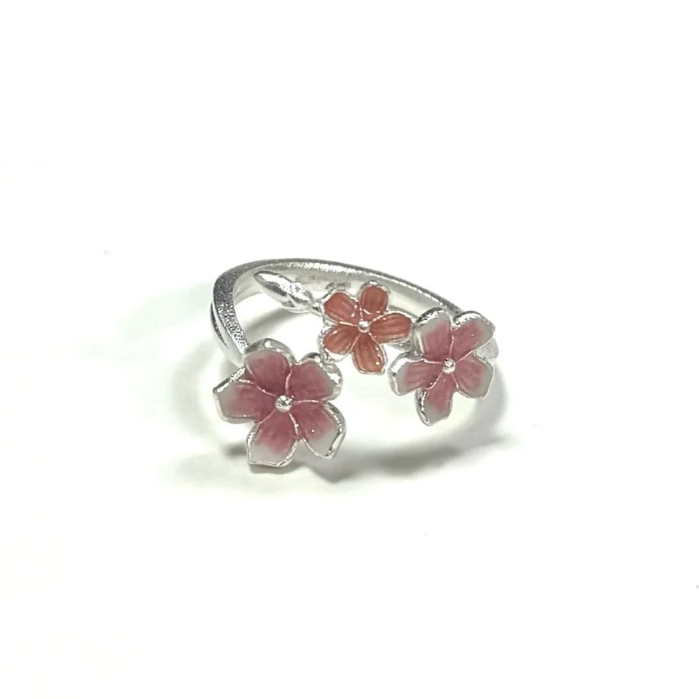 2025 New Sweet Gradient Flowers Cuff Finger Rings For Women Fashion New Anniversary Jewelry Gift Party Wholesale 6