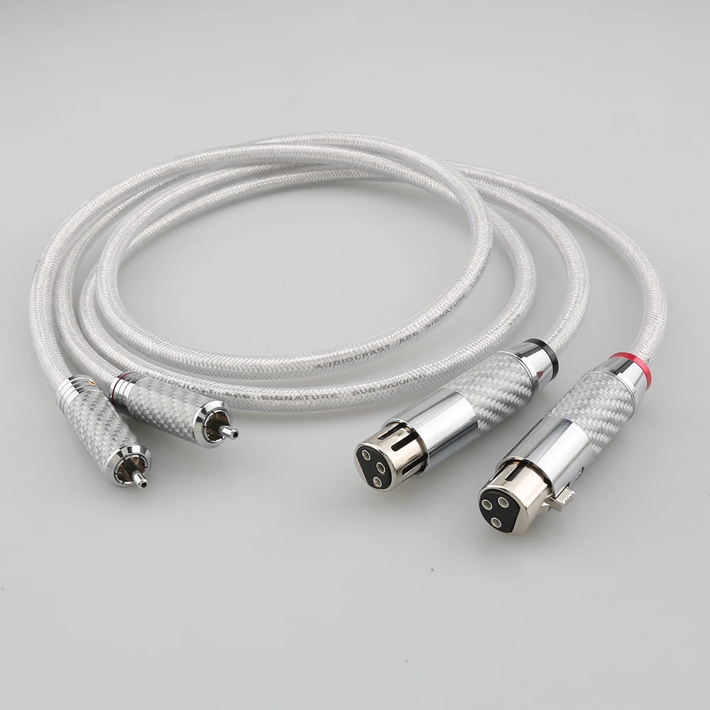 

A26 Pair Hi End Silver Plated RCA TO XLR Balanced Female Audio Interconnect Cable HIFI Analogue Cable with carbon fiber plug
