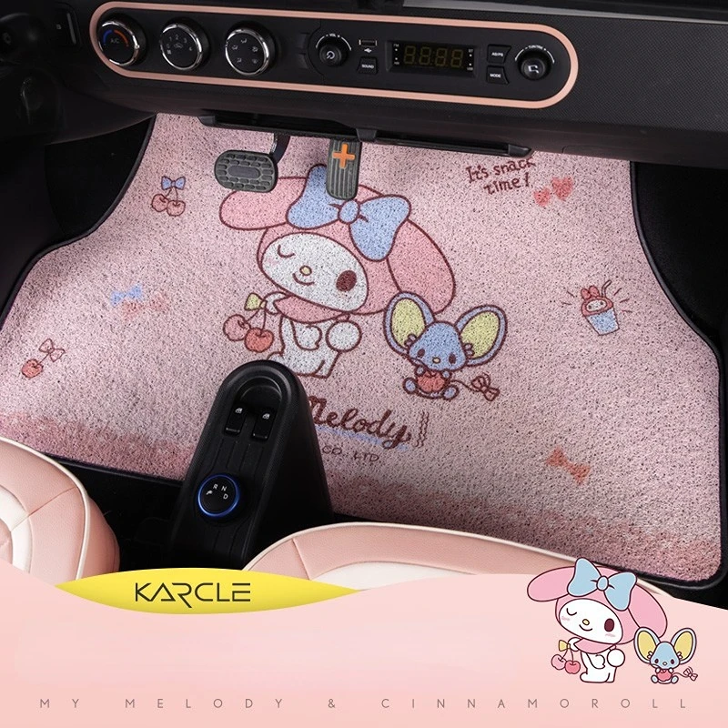 

Sanrios Wuling Miniev My Melody Cinnamoroll Car Floor Mat Anime Kawaii Absorbent Non-slip Interior Layout Easy To Clean Carpet