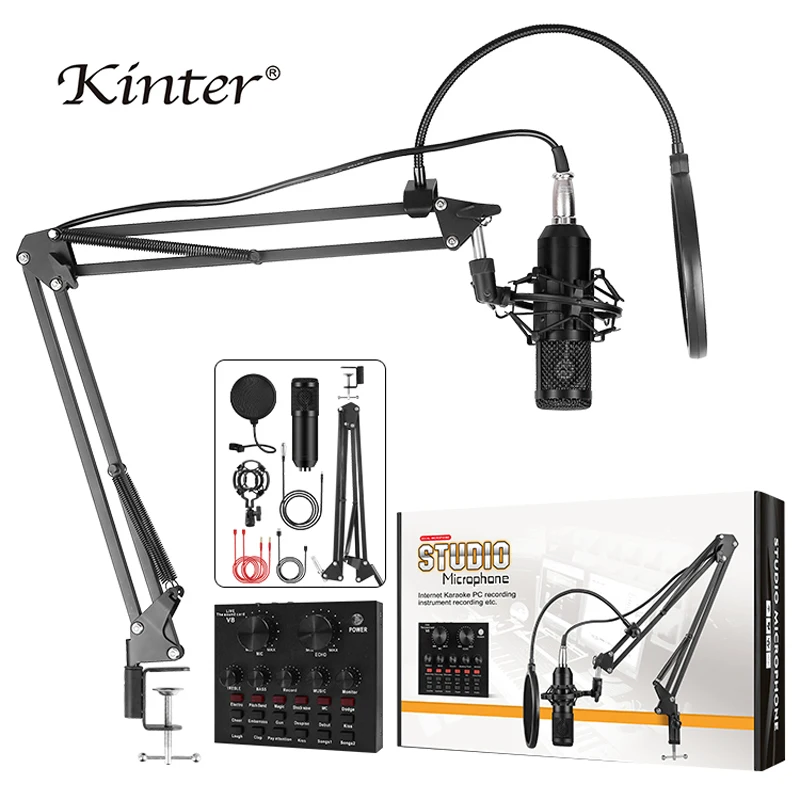 KINTER BM800 Karaoke Microphone Condenser Mikrofon Mic 48V Phantom
