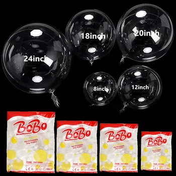 10 pièces 8/10/12/16/18/20/24/pouces ballon Bobo Transparent ballon à bulles claires pour décoration de fête d'anniversaire de mariage ballon à hélium 1