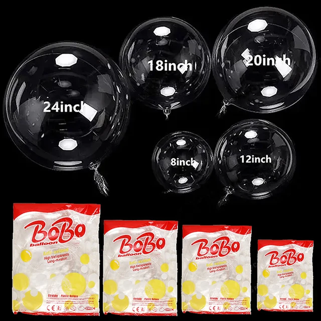 10 pièces 8/10/12/16/18/20/24/pouces ballon Bobo Transparent ballon à bulles claires pour décoration de fête d'anniversaire de mariage ballon à hélium 1