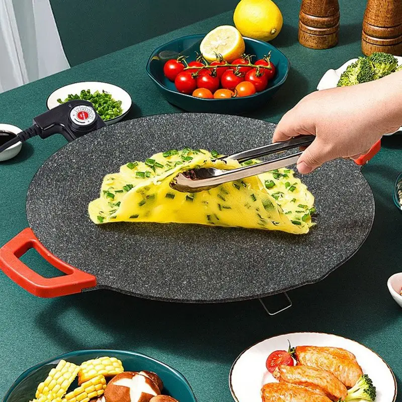 Electric Indoor Nonstick Grill Griddle Korean Style Electric Baking Tray Fast Heat Up Ideal Low Fat Meals barbecue electric stove