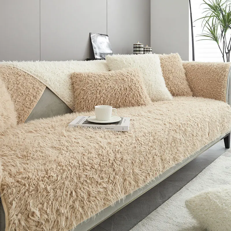 Fur Sofa Cover Thicken Plush Sofa Cushion Non-slip Sofa Mat Couch Cushion For Living Room Home Decoration Carpet 6